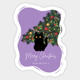 Merry Christmas From The Cat - Purple Christmas Aesthetic Sticker